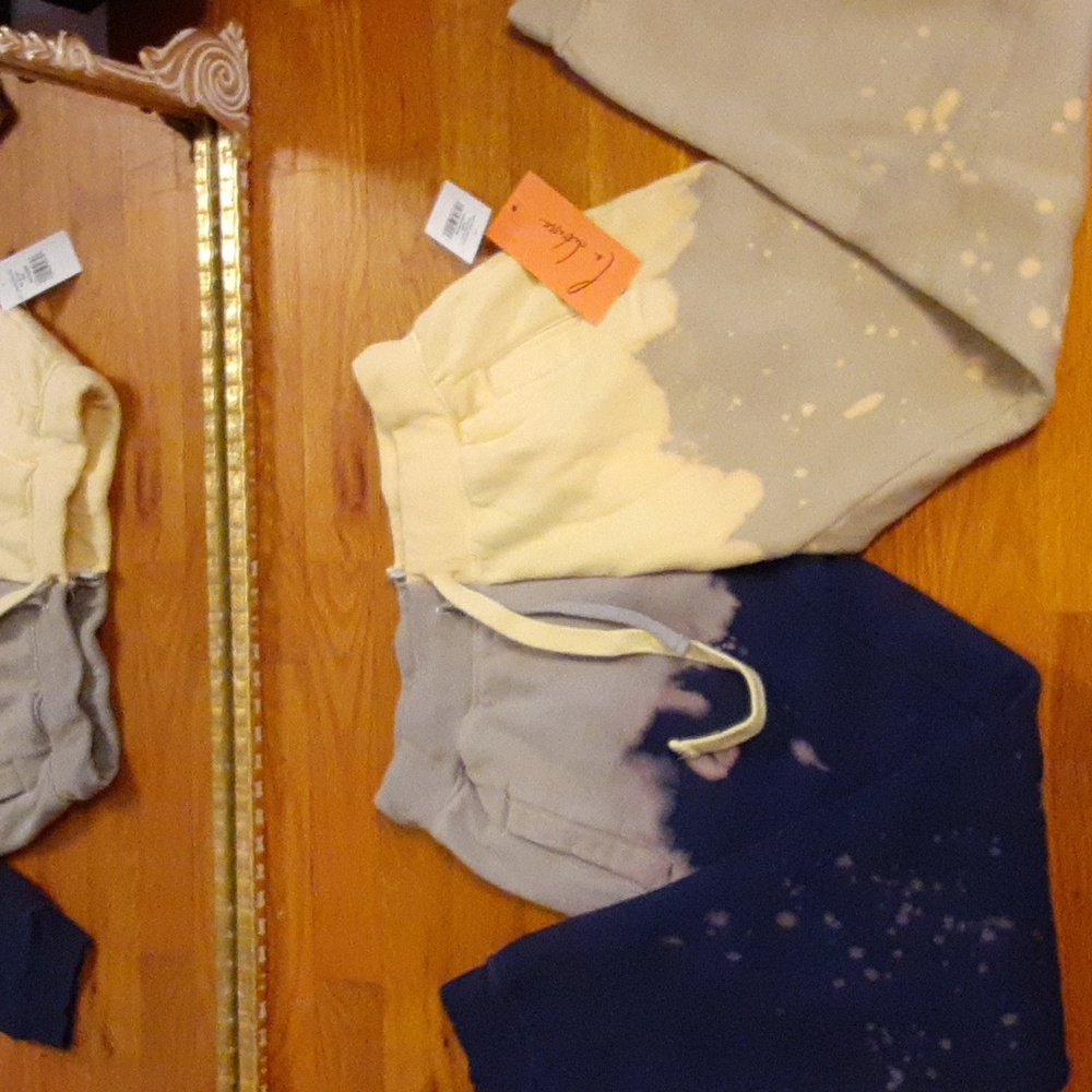 NWT La Detresse Med Acid Wash Blue and Tan Jogger